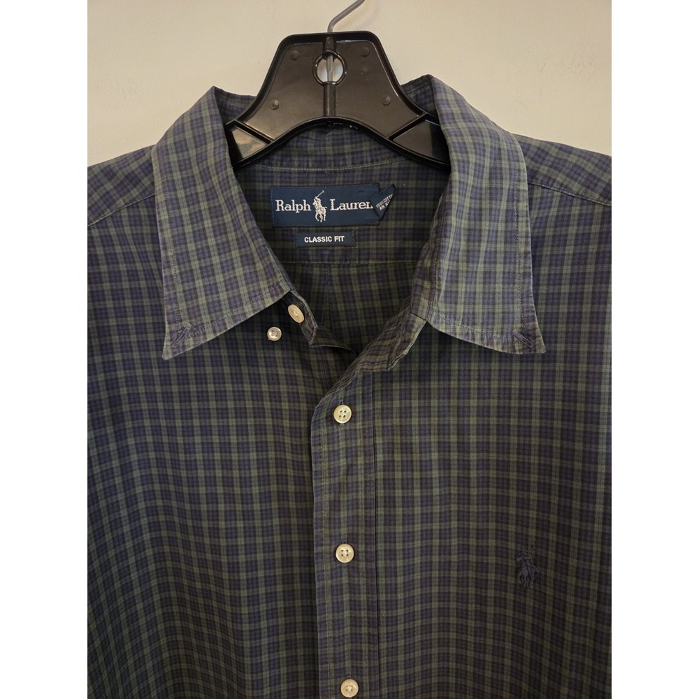 Ralph Lauren plaid button down shirt-size 17.5/34-35